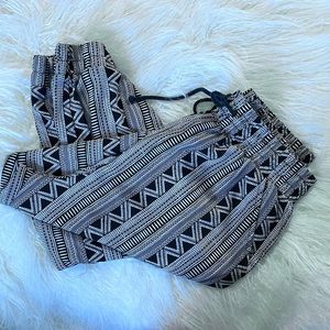 Boho Print High Waisted Silky Jogger Pants Medium